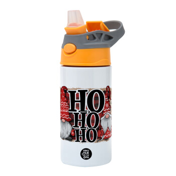 Ho ho ho, Παιδικό παγούρι θερμό, ανοξείδωτο, με καλαμάκι ασφαλείας, Πορτοκαλί/Γκρι (360ml) BPA-FREE