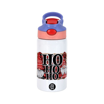 Ho ho ho, Παιδικό παγούρι θερμό, ανοξείδωτο, με καλαμάκι ασφαλείας, ροζ/μωβ (350ml)