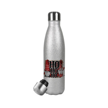 Ho ho ho, Metallic Glitter Silver Thermos Flask (Stainless steel), double-walled, 500ml
