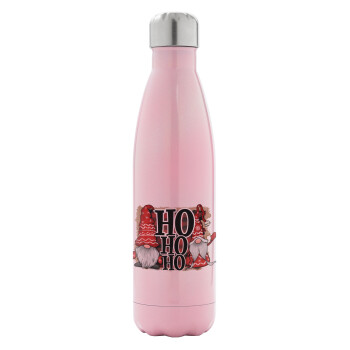 Ho ho ho, Μεταλλικό παγούρι θερμός Ροζ Ιριδίζον (Stainless steel), διπλού τοιχώματος, 500ml