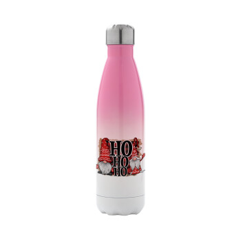 Ho ho ho, Μεταλλικό παγούρι θερμός Ροζ/Λευκό (Stainless steel), διπλού τοιχώματος, 500ml