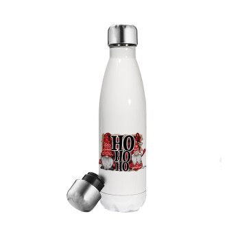 Ho ho ho, Μεταλλικό παγούρι θερμός Λευκό (Stainless steel), διπλού τοιχώματος, 500ml