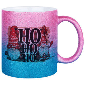 Ho ho ho, Κούπα Χρυσή/Μπλε Glitter, κεραμική, 330ml