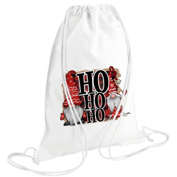 Ho ho ho, Τσάντα πλάτης πουγκί GYMBAG λευκή (28x40cm)