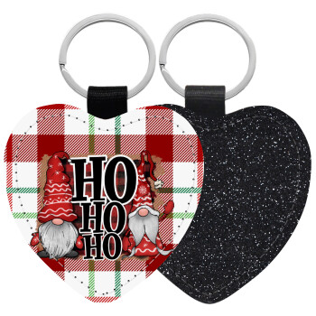 Ho ho ho, Μπρελόκ PU δερμάτινο glitter καρδιά ΜΑΥΡΟ