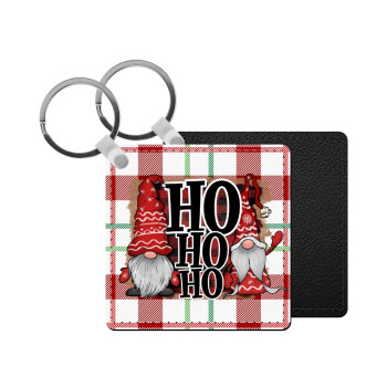 Ho ho ho, Μπρελόκ Δερματίνη, τετράγωνο ΜΑΥΡΟ (5x5cm)