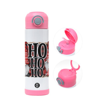 Ho ho ho, Children's hot water bottle, stainless steel, with safety straw, PINK (500ml)