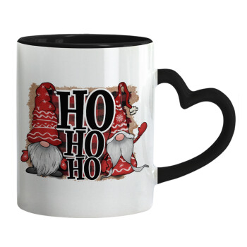 Ho ho ho, Mug heart black handle, ceramic, 330ml
