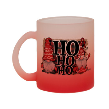 Ho ho ho, Κούπα γυάλινη δίχρωμη με βάση το κόκκινο ματ, 330ml