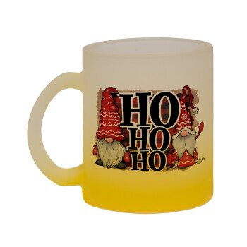 Ho ho ho, Κούπα γυάλινη δίχρωμη με βάση το κίτρινο ματ, 330ml