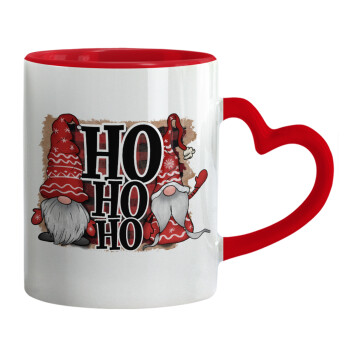 Ho ho ho, Mug heart red handle, ceramic, 330ml