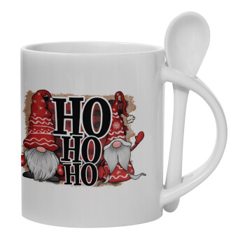 Ho ho ho, Ceramic coffee mug with Spoon, 330ml (1pcs)