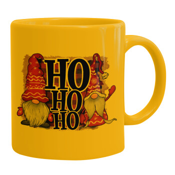 Ho ho ho, Ceramic coffee mug yellow, 330ml (1pcs)