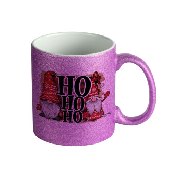 Ho ho ho, Κούπα Μωβ Glitter που γυαλίζει, κεραμική, 330ml