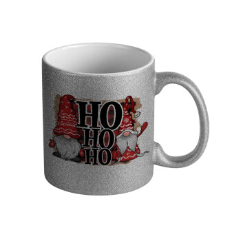 Ho ho ho, Κούπα Ασημένια Glitter που γυαλίζει, κεραμική, 330ml