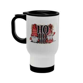 Ho ho ho, Stainless steel travel mug with lid, double wall white 450ml