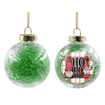 Ho ho ho, Χριστουγεννιάτικη μπάλα δένδρου διάφανη με πράσινο γέμισμα 8cm