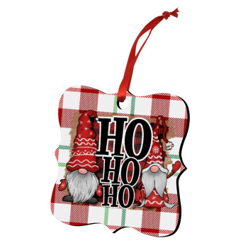 Ho ho ho, Christmas ornament polygon wooden 7.5cm