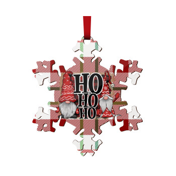 Ho ho ho, Χριστουγεννιάτικο στολίδι νιφάδα ξύλινο 9cm