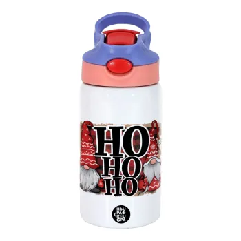 Ho ho ho, Παιδικό παγούρι θερμό, ανοξείδωτο, με καλαμάκι ασφαλείας, ροζ/μωβ (350ml)