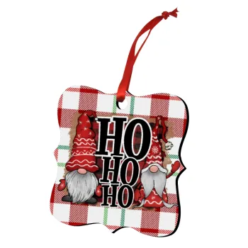 Ho ho ho, Christmas ornament polygon wooden 7.5cm