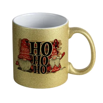 Ho ho ho, Κούπα Χρυσή Glitter που γυαλίζει, κεραμική, 330ml