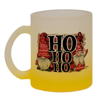 Ho ho ho, Κούπα γυάλινη δίχρωμη με βάση το κίτρινο ματ, 330ml