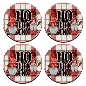 Ho ho ho, ΣΕΤ 4 Σουβέρ ξύλινα στρογγυλά (9cm)