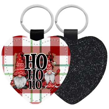 Ho ho ho, Μπρελόκ PU δερμάτινο glitter καρδιά ΜΑΥΡΟ