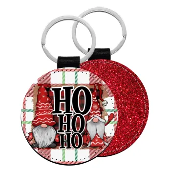 Ho ho ho, Μπρελόκ Δερματίνη, στρογγυλό ΚΟΚΚΙΝΟ (5cm)