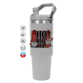 Ho ho ho, ΓΚΡΙ χρώματος Θερμός Ανοξείδωτο 890ml (30oz) με χερούλι