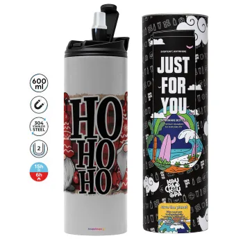 Ho ho ho, Tumbler ποτήρι θερμό ΓΚΡΙ από ανοξείδωτο ατσάλι 600ml