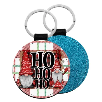 Ho ho ho, Μπρελόκ Δερματίνη, στρογγυλό ΜΠΛΕ (5cm)