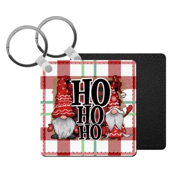 Ho ho ho, Μπρελόκ Δερματίνη, τετράγωνο ΜΑΥΡΟ (5x5cm)