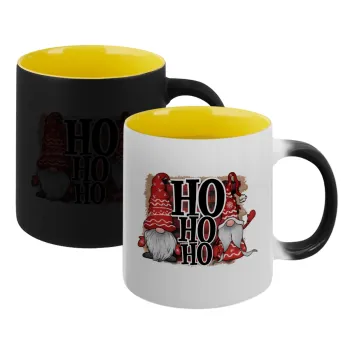 Ho ho ho, Κούπα Μαγική εσωτερικό κίτρινη, κεραμική 330ml που αλλάζει χρώμα με το ζεστό ρόφημα