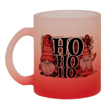 Ho ho ho, Κούπα γυάλινη δίχρωμη με βάση το κόκκινο ματ, 330ml