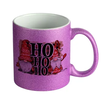 Ho ho ho, Κούπα Μωβ Glitter που γυαλίζει, κεραμική, 330ml
