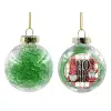 Transparent Christmas tree ball ornament with green filling 8cm