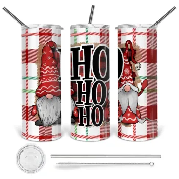 Ho ho ho, Tumbler ποτήρι θερμό από ανοξείδωτο ατσάλι 600ml, με μεταλλικό καλαμάκι & βούρτσα καθαρισμού
