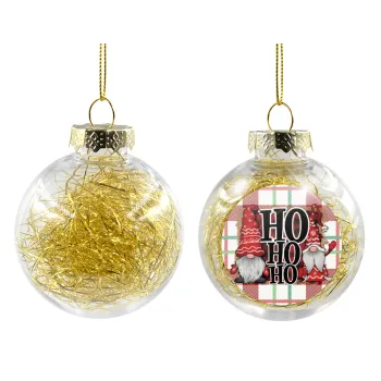 Ho ho ho, Στολίδι Χριστουγεννιάτικη μπάλα δένδρου διάφανη με χρυσό γέμισμα 8cm