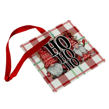 Ho ho ho, Στολίδι Χριστουγεννιάτικο στολίδι γυάλινο τετράγωνο 9x9cm