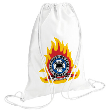 Πυροσβεστικό σώμα Ελλάδος, Τσάντα πλάτης πουγκί GYMBAG λευκή (28x40cm)
