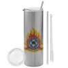 Tumbler stainless steel Silver 600ml, with metal straw & cleaning brush