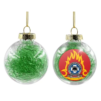 Πυροσβεστικό σώμα Ελλάδος, Transparent Christmas tree ball ornament with green filling 8cm