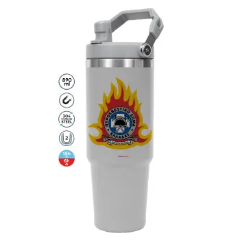 Πυροσβεστικό σώμα Ελλάδος, GREY color, 890ml (30oz) stainless Steel Tumbler with Handle