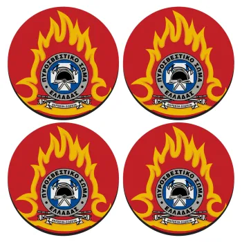 Πυροσβεστικό σώμα Ελλάδος, ΣΕΤ 4 Σουβέρ ξύλινα στρογγυλά (9cm)