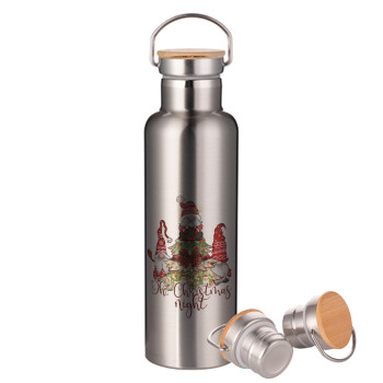 Oh Christmas Night, Stainless steel Silver with wooden lid (bamboo), double wall, 750ml