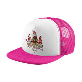 Oh Christmas Night, Καπέλο Ενηλίκων Soft Trucker με Δίχτυ Pink/White (POLYESTER, ΕΝΗΛΙΚΩΝ, UNISEX, ONE SIZE)
