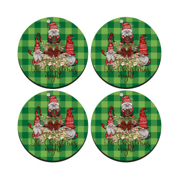 Oh Christmas Night, ΣΕΤ 4 Σουβέρ ξύλινα στρογγυλά (9cm)