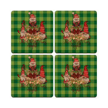 Oh Christmas Night, ΣΕΤ x4 Σουβέρ ξύλινα τετράγωνα plywood (9cm)
